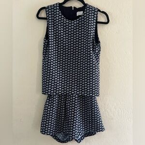 Zara Trafaluc collection floral blue romper sz M